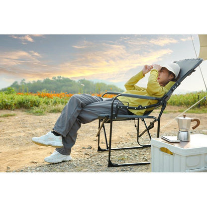 Heavy Duty Folding Camping Chair With Extra Large Portable Side Table And Pocket For Beach, Fishing, Travel, Picnic, And Lawn Gray