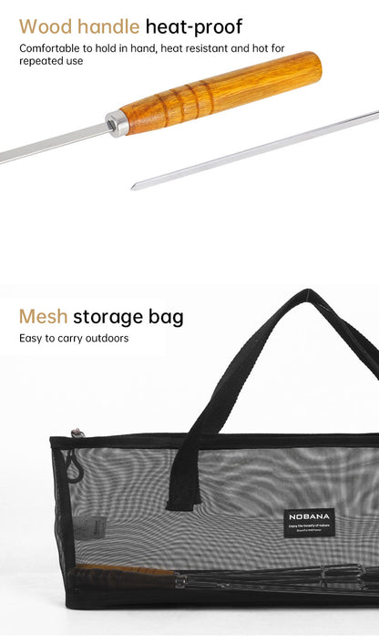 Outdoor Grill Grill Fork Wood Handle U Type Grill Pin Stainless Steel Grill Stick Wood Handle U Type Roast Pin Picnic Grill Meat