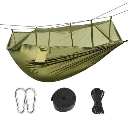 Double Hammock With Maximum Weight Capacity Of 600 Pounds, Equipped With Mosquito Net, Outdoor Hiking Camping Hammock, Portable Nylon Swing Hammock