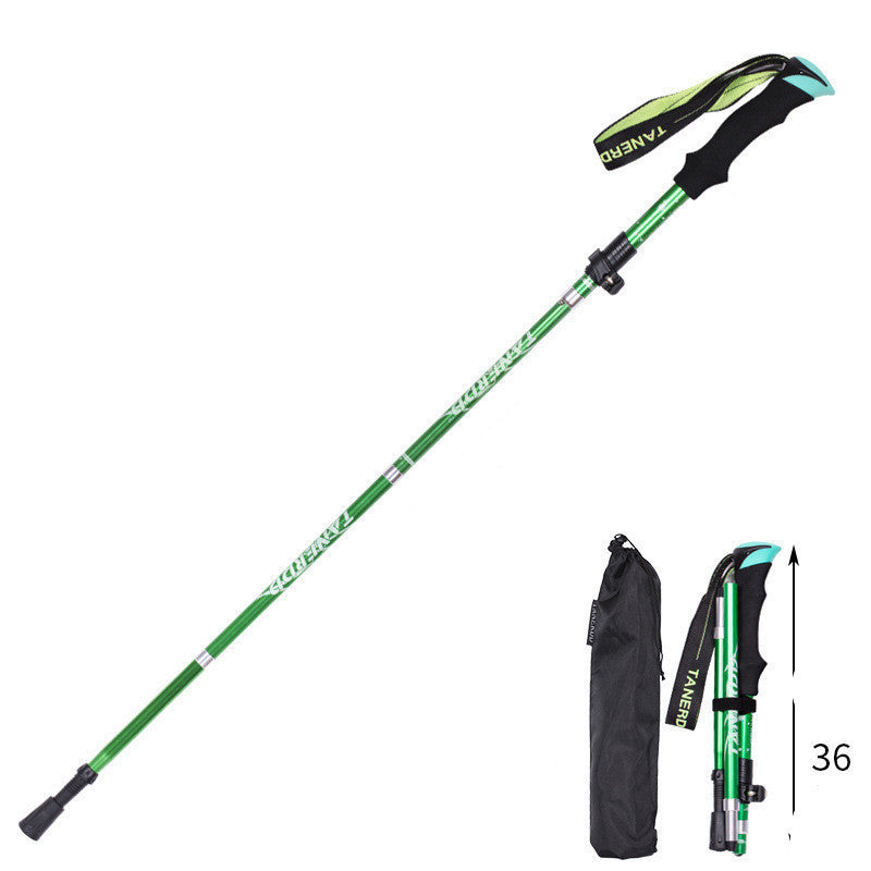 Folding  Stick Trekking Straight Handle Stick Ultra-light And Ultra-short Retractable Can Be Put In The Bag