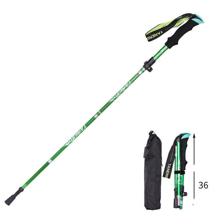 Folding  Stick Trekking Straight Handle Stick Ultra-light And Ultra-short Retractable Can Be Put In The Bag