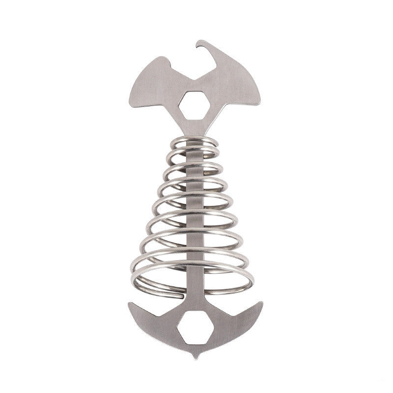 Outdoor camping fish bone ground nail spring hook