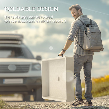 3.4ft Folding Ice Cooler Table With Drain, Fill And Chill Table Outdoor Table Cooler With Storage Shelf, Drink Cooler For Parties Picnic BBQ Camping Wedding, Tan