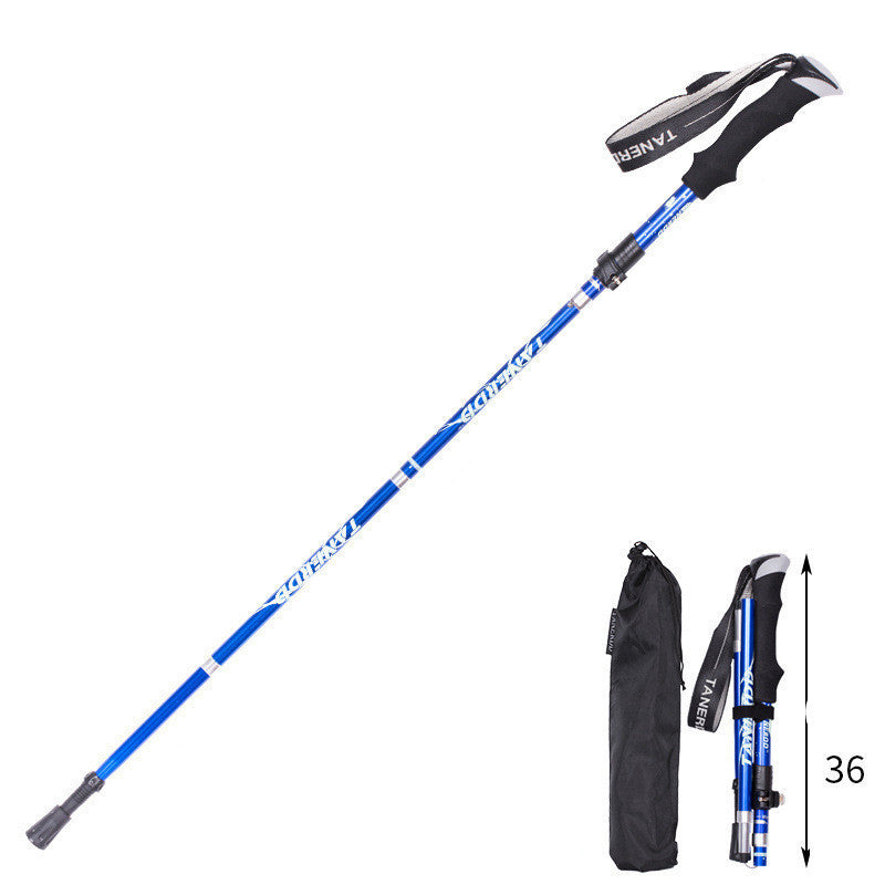 Folding  Stick Trekking Straight Handle Stick Ultra-light And Ultra-short Retractable Can Be Put In The Bag