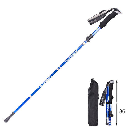 Folding  Stick Trekking Straight Handle Stick Ultra-light And Ultra-short Retractable Can Be Put In The Bag