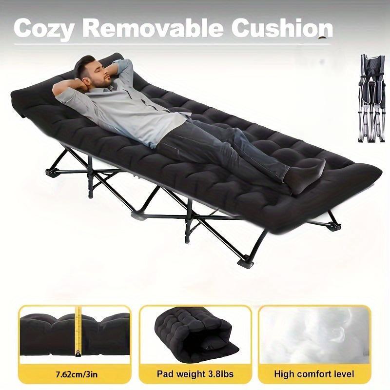 Easy To Fold Portable Recliner Black Comfortable Thick Cushion Suitable For Home Office,NoteThis Pallet Is Shipped By Average Freight