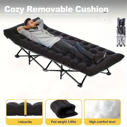 Easy To Fold Portable Recliner Black Comfortable Thick Cushion Suitable For Home Office,NoteThis Pallet Is Shipped By Average Freight