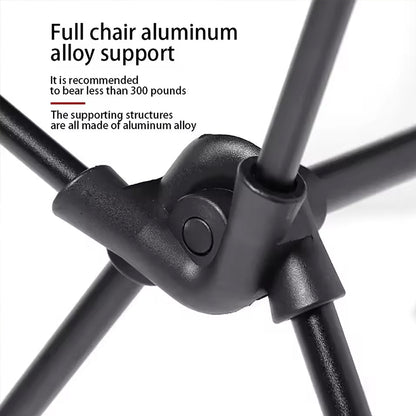 Folding camping chair with headrest. Lightweight, aluminum alloy, for travel and fishing. Outdoor furniture.