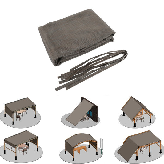 Outdoor Pergola Sun Shade Cover Cloth Patio Canopy HDPE Permeable With Grommets -13' X 7.7', Brown