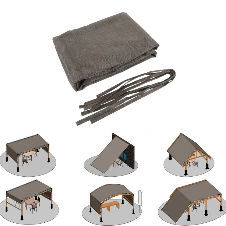 Outdoor Pergola Sun Shade Cover Cloth Patio Canopy HDPE Permeable With Grommets -13' X 7.7', Brown