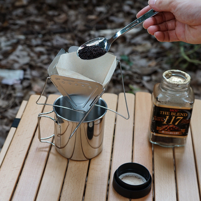 Coffee Drip Rack Outdoor Camping Portable Stainless Steel Folding Funnel Filter Cup Coffee Stove Coffee Grounds Filter