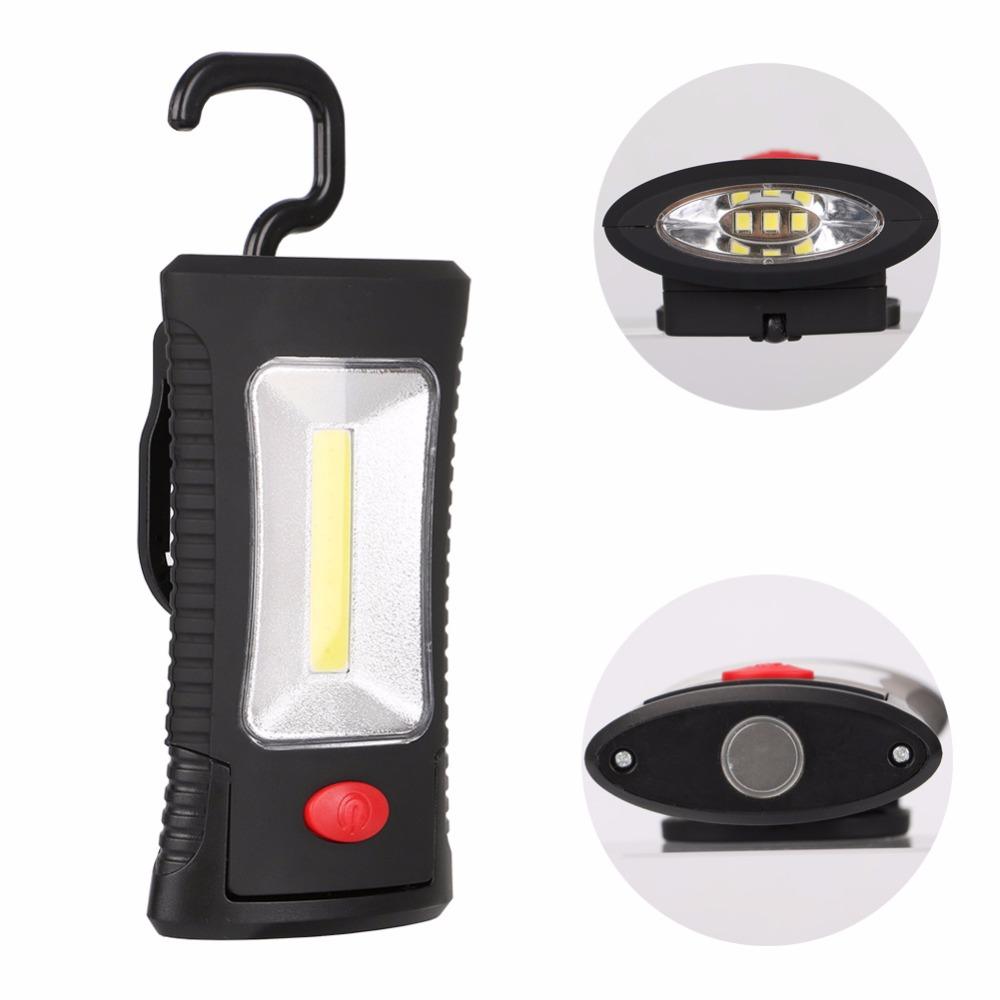 2-Modes COB LED Magnetic Working Folding Hook Hanging Lamp Torch Linternas  Flashlight Handy Lighting Use 3x AAA