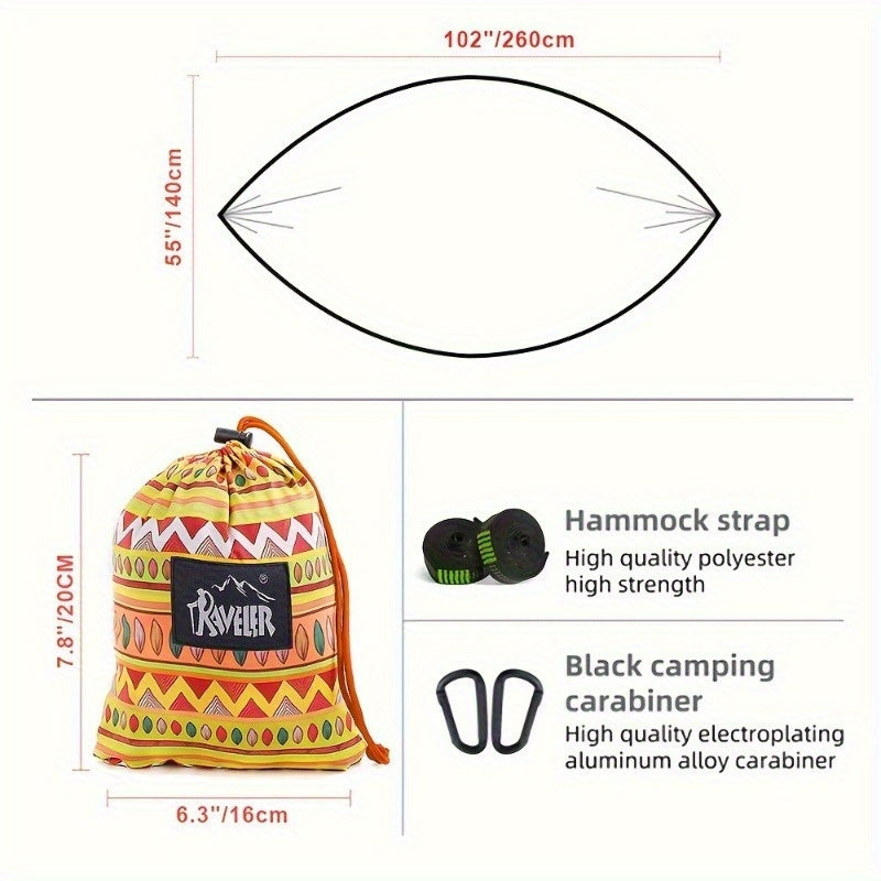 2025 Upgraded Bohemian Camping Hammock,Military Parachute Nylon Material, Portable Single Hammock 500lbs Load-bearing, Suitable For Hiking,Beach,Backyard, Lightweight Outdoor Equipment
