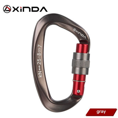 Xinda 25kN D-Shape Carabiner Climbing Security Safety Buckle Screw Gates Master Lock Carabiner Outdoor Rock Climbing Equipment