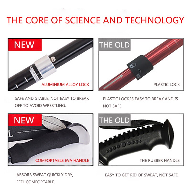 Alpine stick aluminum alloy folding ultra light and ultra short telescopic outdoor hand stick walking mountain with 5 poles