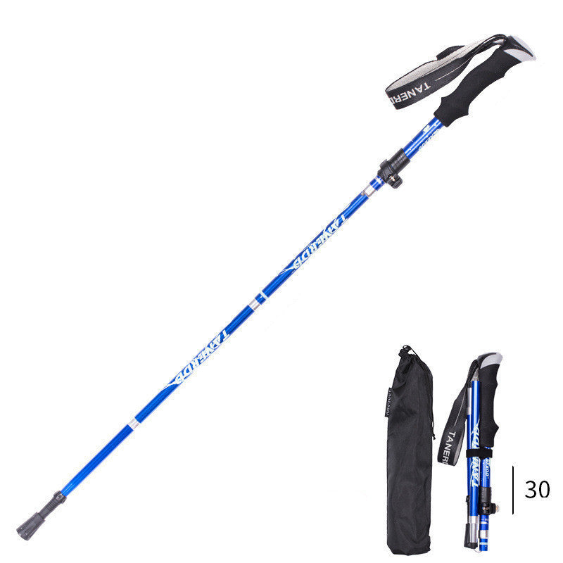 Folding  Stick Trekking Straight Handle Stick Ultra-light And Ultra-short Retractable Can Be Put In The Bag