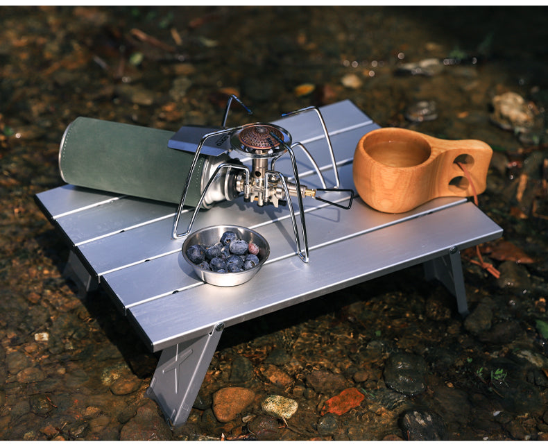 Black Lightweight Portable Folding Ultralight Roll Up Mini Aluminum Picnic Camping Table Foldable For Outdoor Hiking