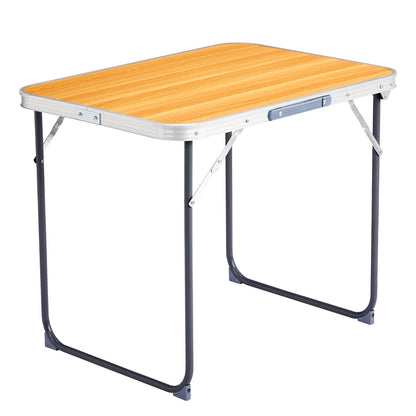 2.3ft Wood Grain Outdoor Folding Table Aluminum Alloy Rectangular 50kg Folding Tabletop