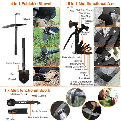 121Pcs Survival Kits Professional Emergency Survival Gear Tactical First Aid Kit Supplies For Outdoor Adventure Camping Hiking Hunting