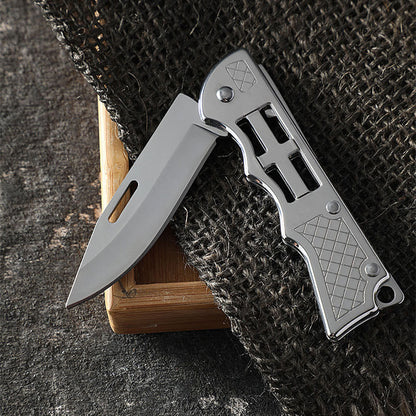 Outdoor Portable Fruit Mirror Light Knife Folding Stainless Steel Camping