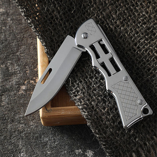 Outdoor Portable Fruit Mirror Light Knife Folding Stainless Steel Camping