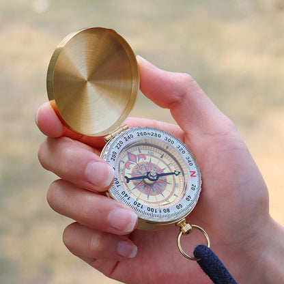 Brass Compass G50 Pocket Watch Vintage Flip Compass Outdoor Mountaineering Multifunctional Lidded Luminous