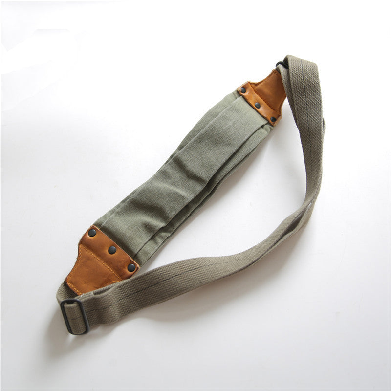 American Retro Military Style Chest Bag Made Of Old Canvas With Top Layer Cowhide