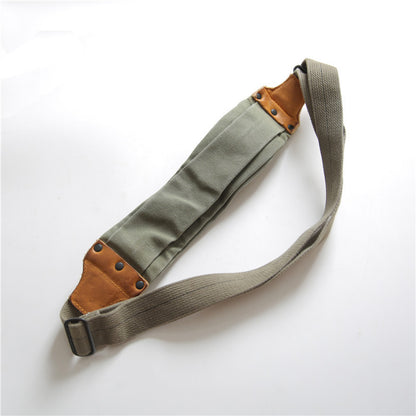American Retro Military Style Chest Bag Made Of Old Canvas With Top Layer Cowhide