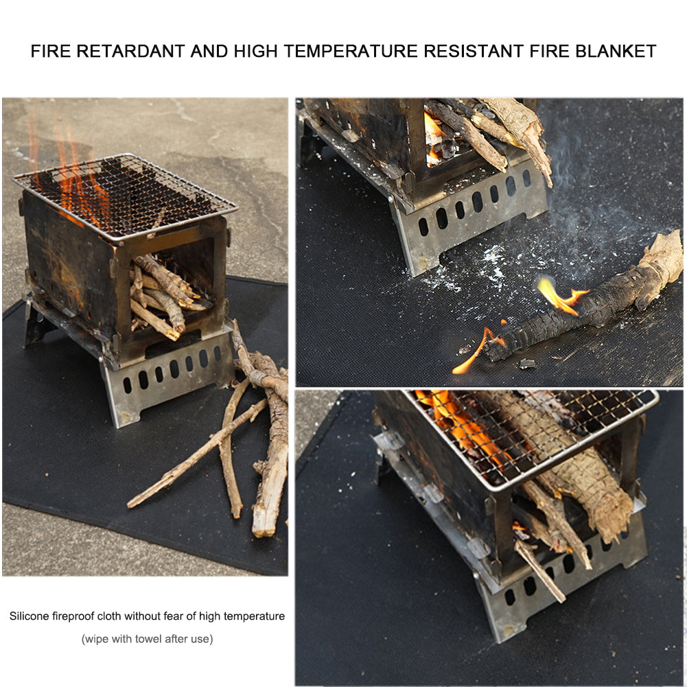 Outdoor camping silicone fireproof cloth picnic barbecue insulation pad flame retardant cloth high temperature fire blanket fiberglass cloth