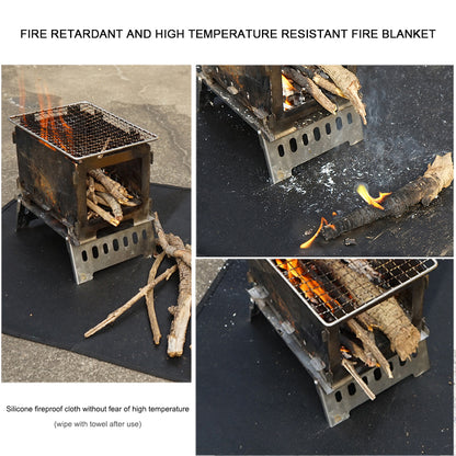 Outdoor camping silicone fireproof cloth picnic barbecue insulation pad flame retardant cloth high temperature fire blanket fiberglass cloth
