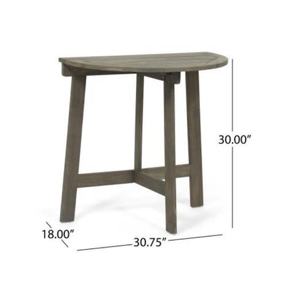 Outdoor Semi-circular Folding Acacia Wood Bistro Dining Table, Natural