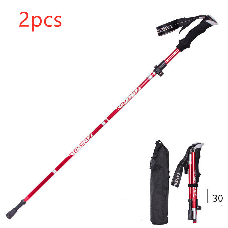 Folding  Stick Trekking Straight Handle Stick Ultra-light And Ultra-short Retractable Can Be Put In The Bag