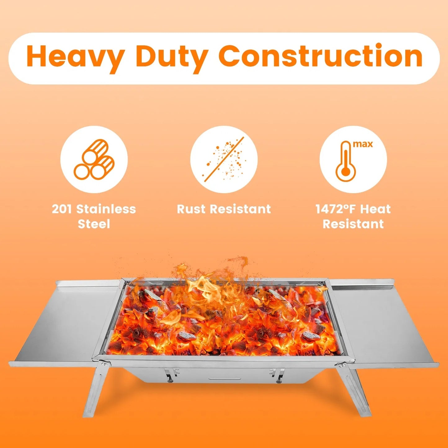 3 In 1 Foldable Charcoal Grill Fire Pit Slow Cooker 2-3 People Portable Camping Grill Stainless Steel BBQ Grill For Camping Tailgating Yard GPCT5452