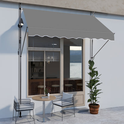 200x120x200-300cm Grey, Support Canopy, Polyester Fabric, Aluminum-iron Frame, Retractable