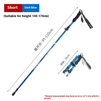 Alloy Foldable And Portable Telescopic Hand Hiking Alpenstock
