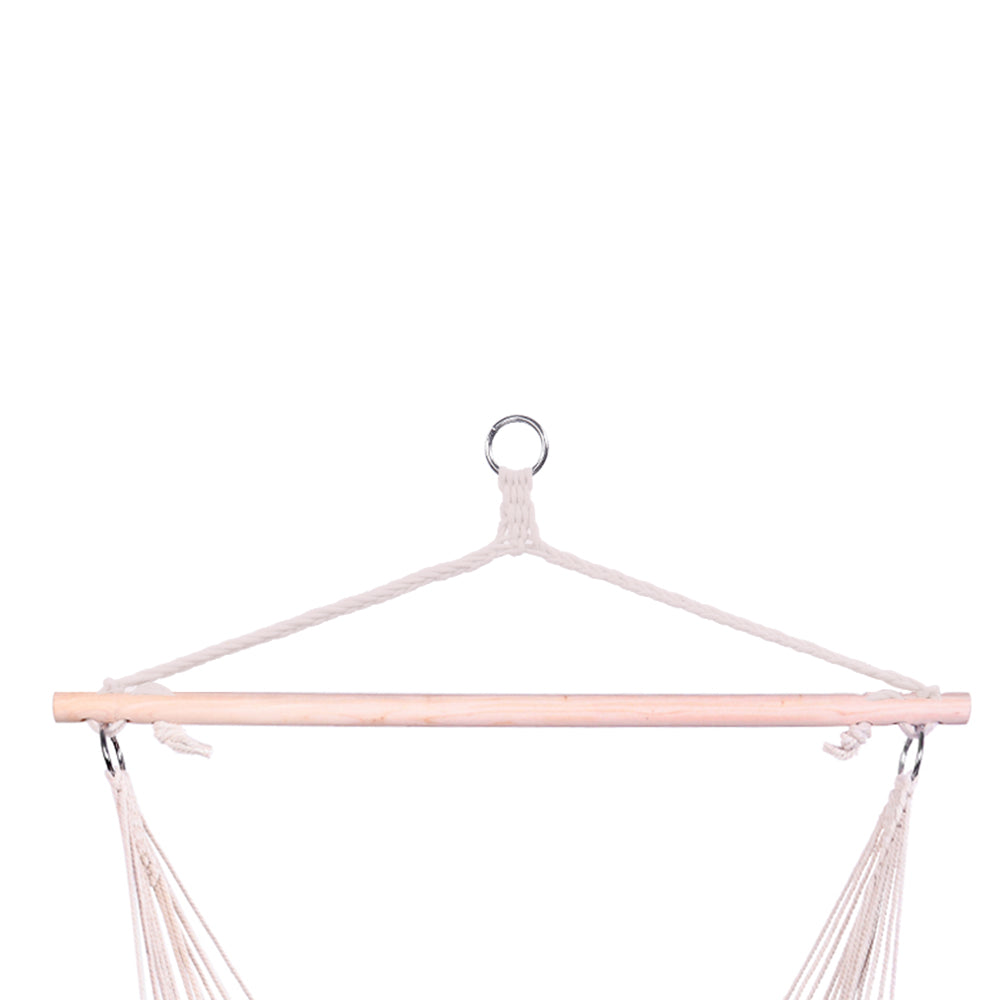 Two Cotton Rope Hanging Chairs In Beige Color