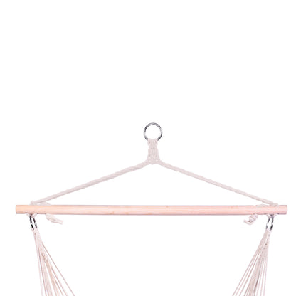 Two Cotton Rope Hanging Chairs In Beige Color