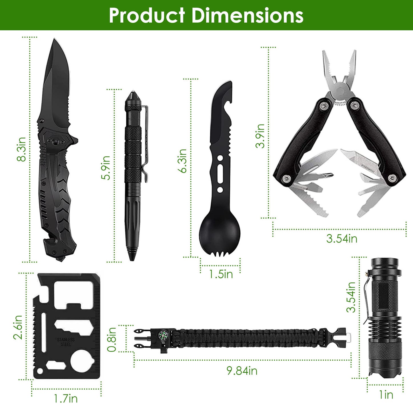 47Pcs Emergency Survival Kit Survival EDC Gear Equipment Tool First Aid Supplies Kit Tools With Pouch For Hiking Hunting Disaster Camping Adventure