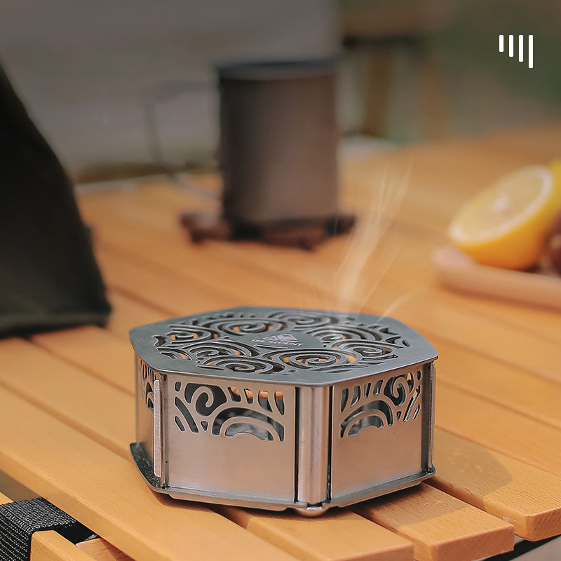 Outdoor Magnetic Mosquito Incense Box Camping Portable Stainless Steel Windproof Hollow Multi functional Mosquito Incense Plate