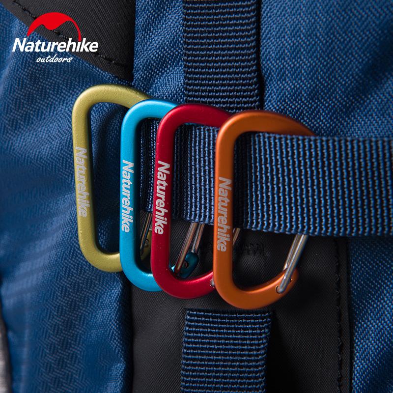 Brand Naturehike 2pcs 4cmD Shape Camping Carabiner 4cm Aluminum Hook Clip Holder Buckles Survival Kits Fast Hang Mini Buckle Hook