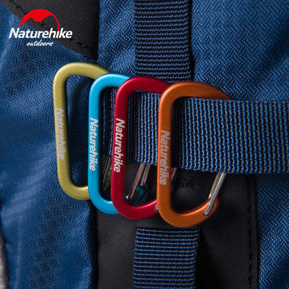 Brand Naturehike 2pcs 4cmD Shape Camping Carabiner 4cm Aluminum Hook Clip Holder Buckles Survival Kits Fast Hang Mini Buckle Hook