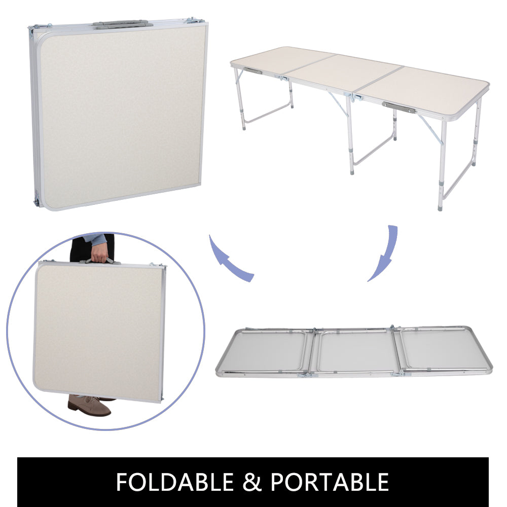 6ft Silver Outdoor Folding Table Aluminum Alloy Rectangular  50kg