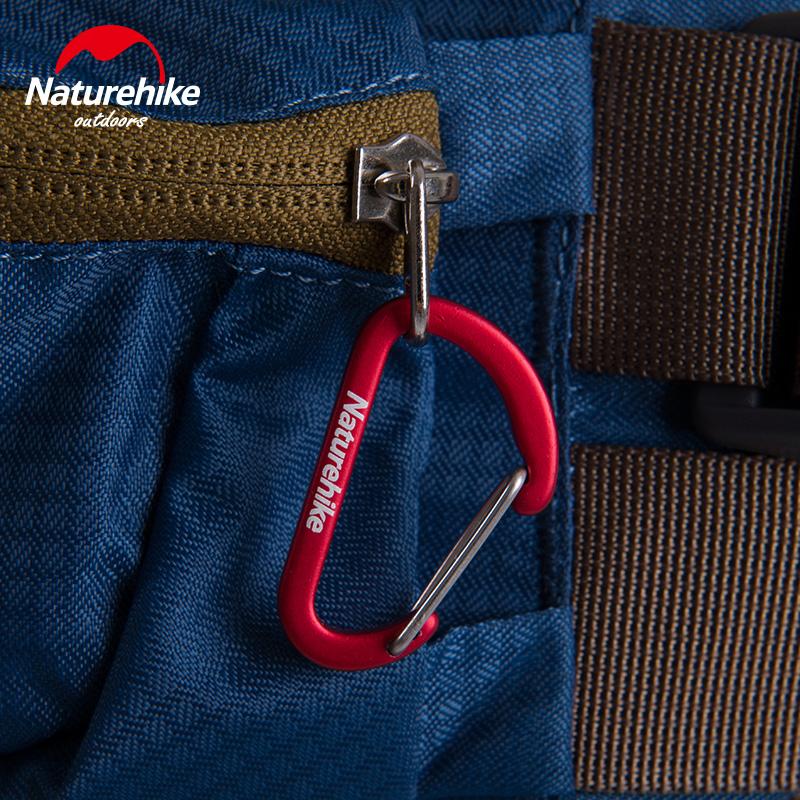 Brand Naturehike 2pcs 4cmD Shape Camping Carabiner 4cm Aluminum Hook Clip Holder Buckles Survival Kits Fast Hang Mini Buckle Hook