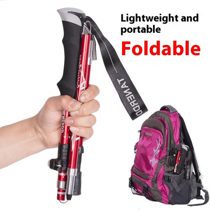 Alloy Foldable And Portable Telescopic Hand Hiking Alpenstock