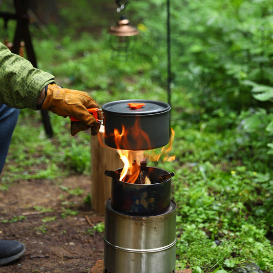 Outdoor BBQ flame-retardant gloves thickened cowhide cover wear-resistant camping protective cover