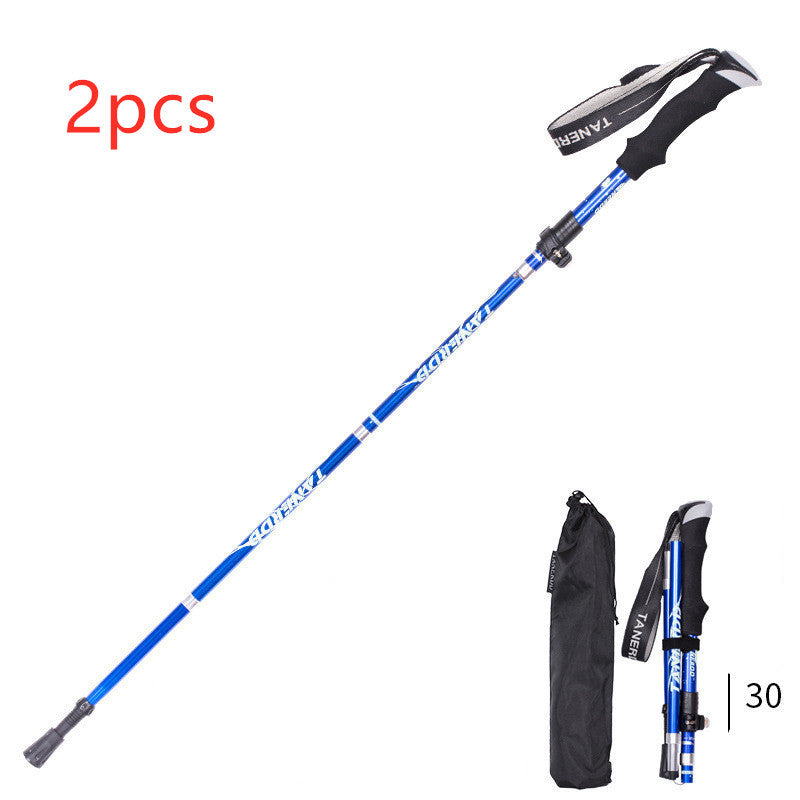 Folding  Stick Trekking Straight Handle Stick Ultra-light And Ultra-short Retractable Can Be Put In The Bag