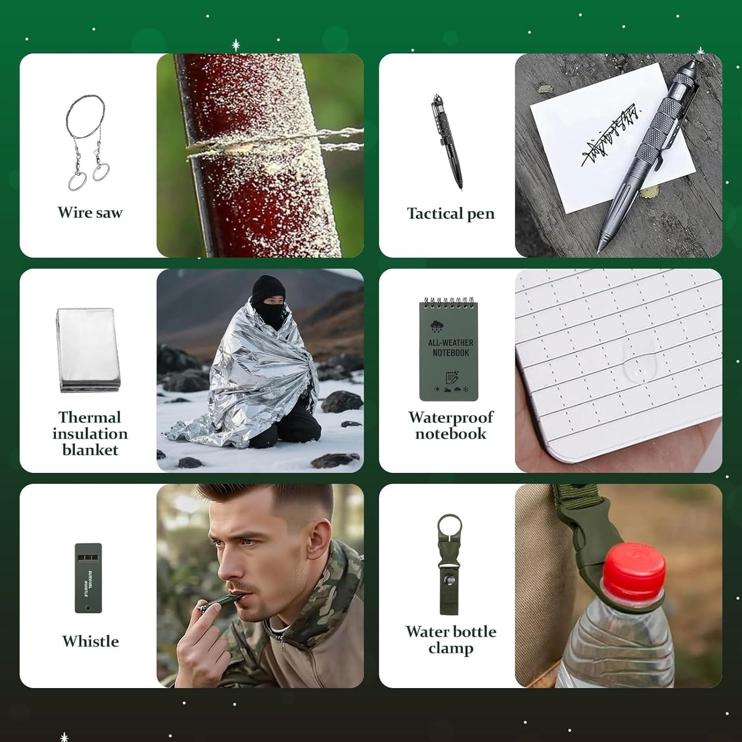 Men's Calendar Survival Kit 24-Day Christmas Countdown Emergency Survival Gear, Gift For Teens And Adults