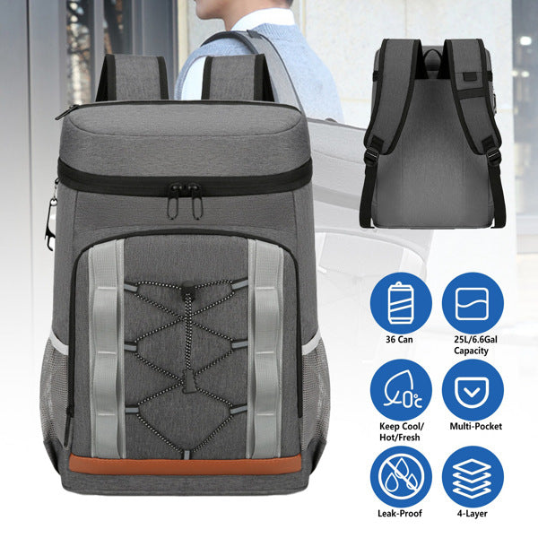 Cooler Backpack 36 Can Leakproof Insulated Cooler Backpack With 25L-6.6Gal For Picnic Camping Beach Hiking Fishing Travel