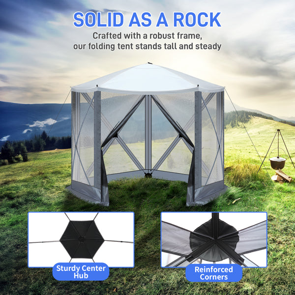 10X10ft Light Gray And Dark Gray Contrasting Pentagonal Automatic Folding Tent