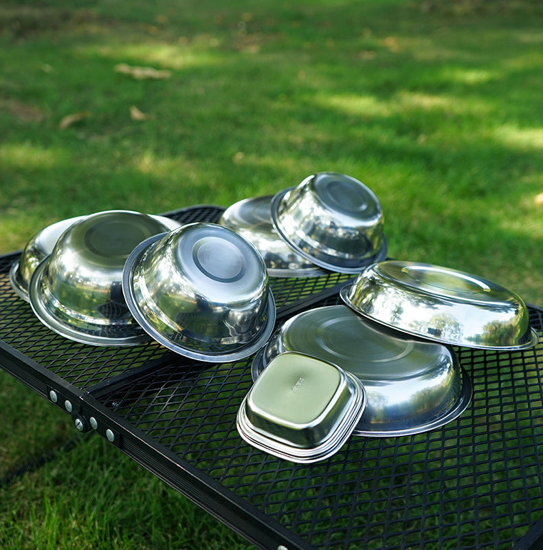New Portable Dinner Plate 22-Piece Set Outdoor Camping Tableware Self-Driving Tour Barbecue Plate Household Soup Pot Bowl Plate Set